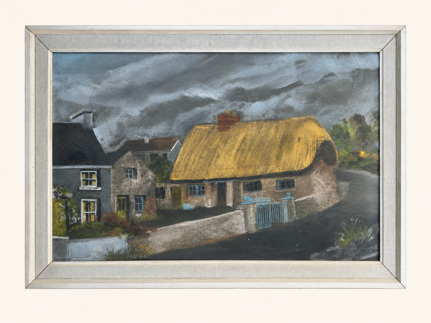 Thatched Cottages under a Stormy Sky